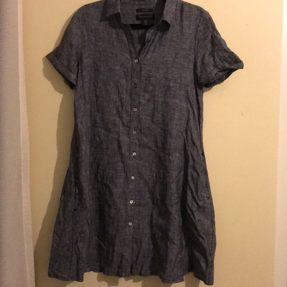 Tahari Dresses Tahari Grey Linen Dress Poshmark